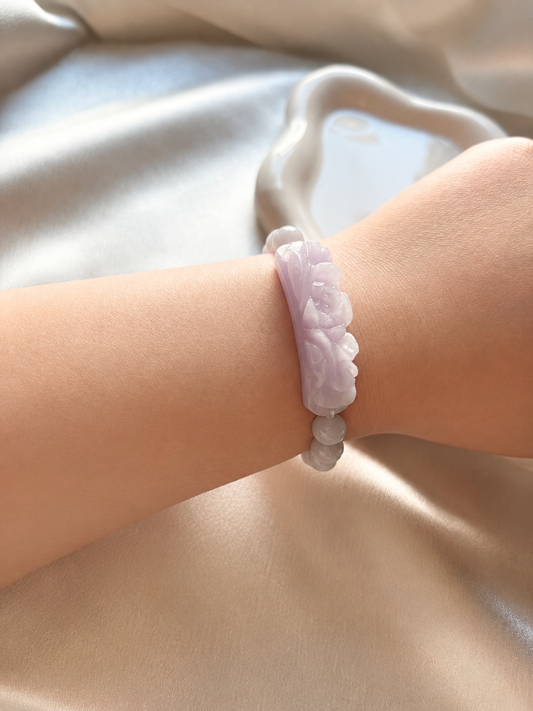 Lavender Peony Jade Bracelet