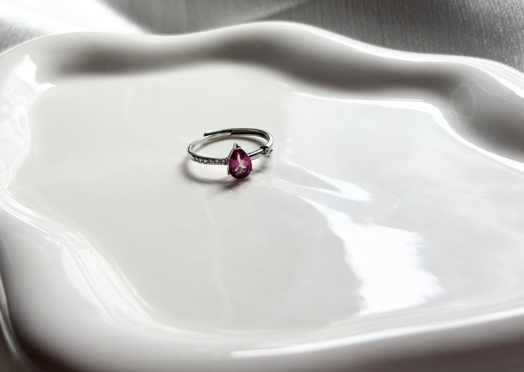 Pink Topaz Teardrop Ring