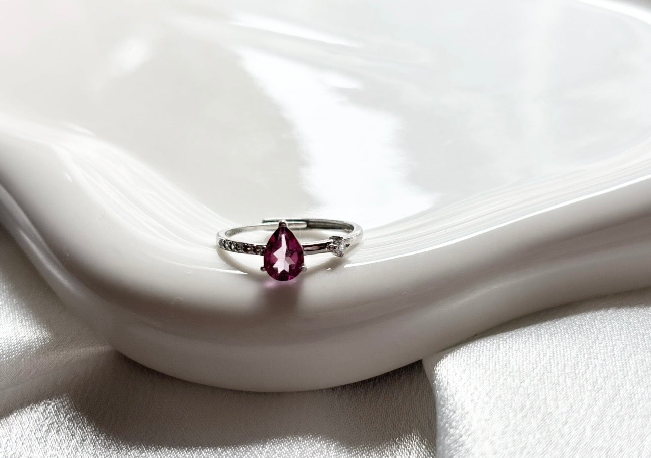 Pink Topaz Teardrop Ring
