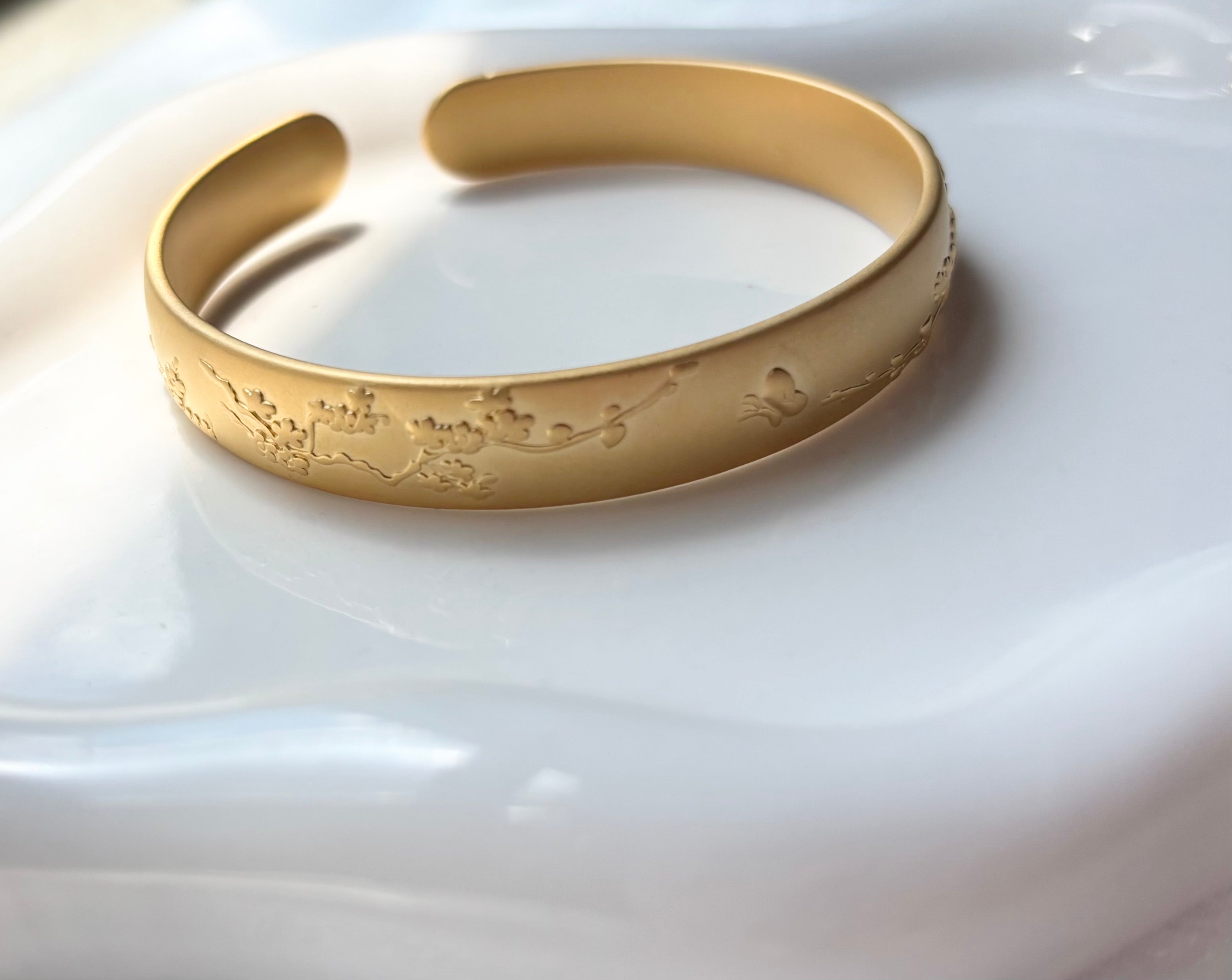 Golden Plum Blossom Cuff