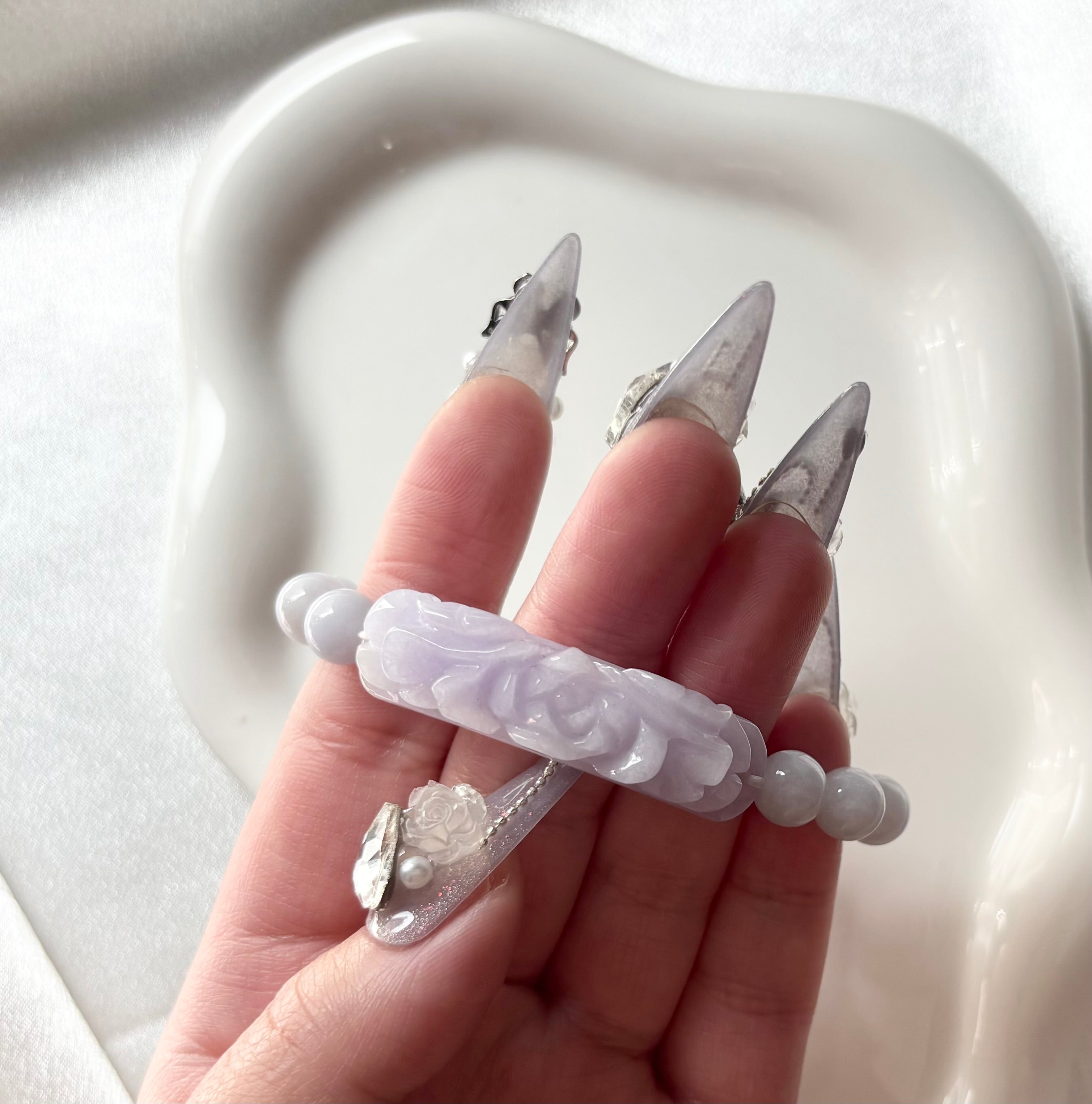 Lavender Peony Jade Bracelet