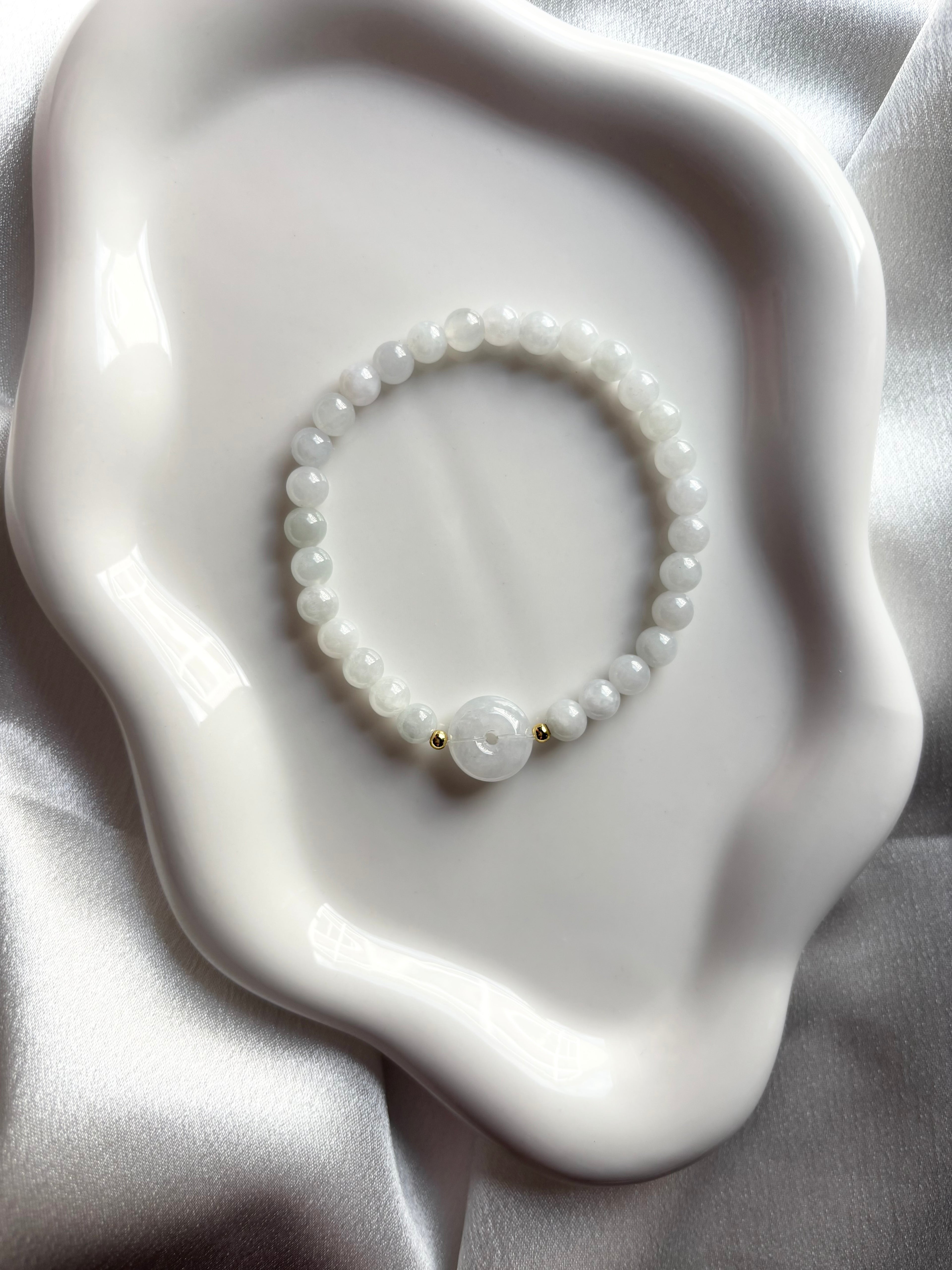 White Donut Jade Bracelet