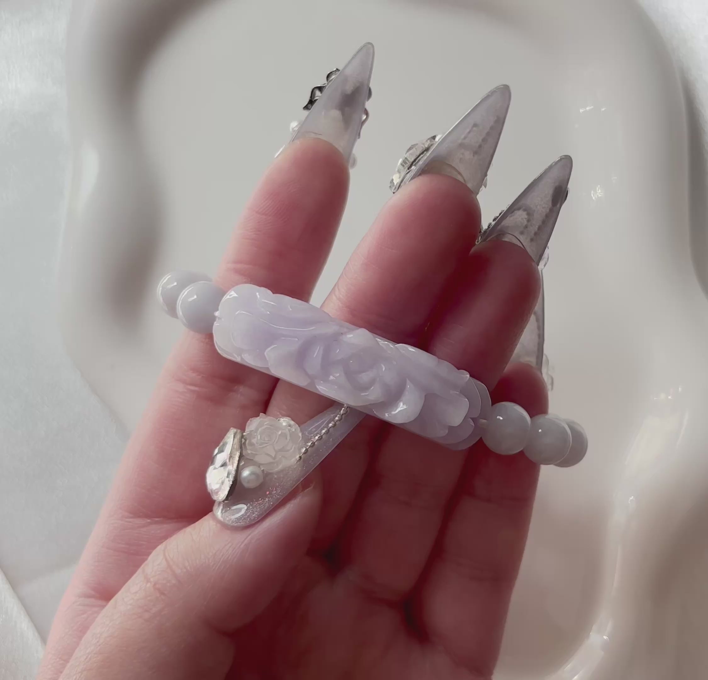 Lavender Peony Jade Bracelet